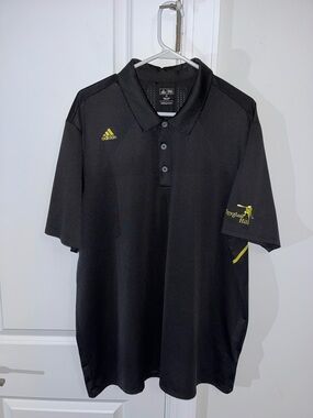 Black Gold Yellow Adidas Adizero Golf Spyglass Hill Polo Shirt XL Pebble Beach